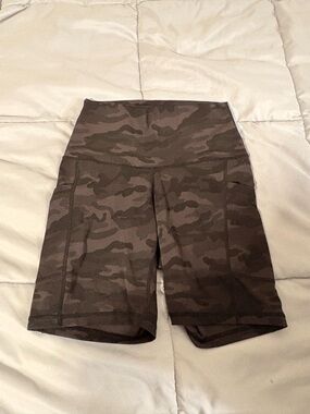 High-Waist Camo Workout Shorts